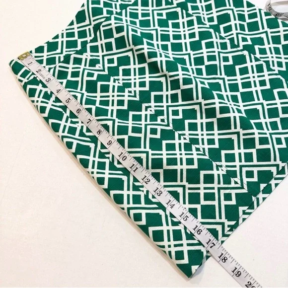 Banana Republic Factory Pencil Skirt Green White Geometric Print Size 0 - Picture 11 of 11